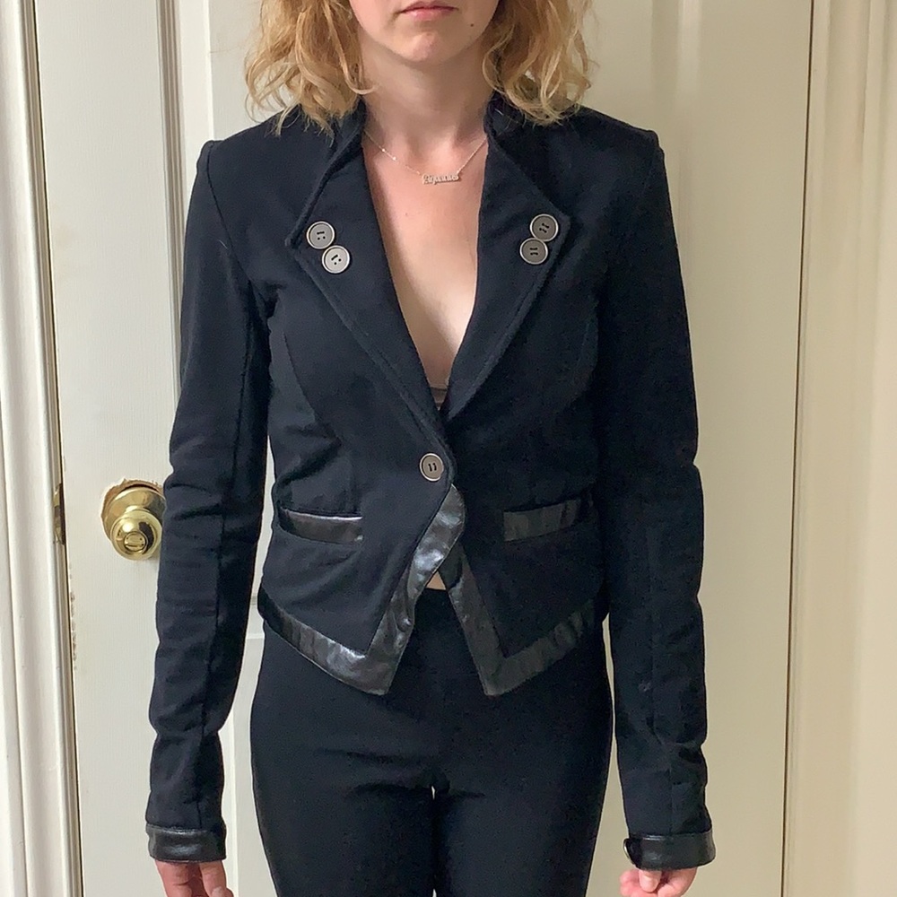 🌷3 for $25🌷Foxy Jeans, US M (Fits Small), Black Pleather Trim Blazer